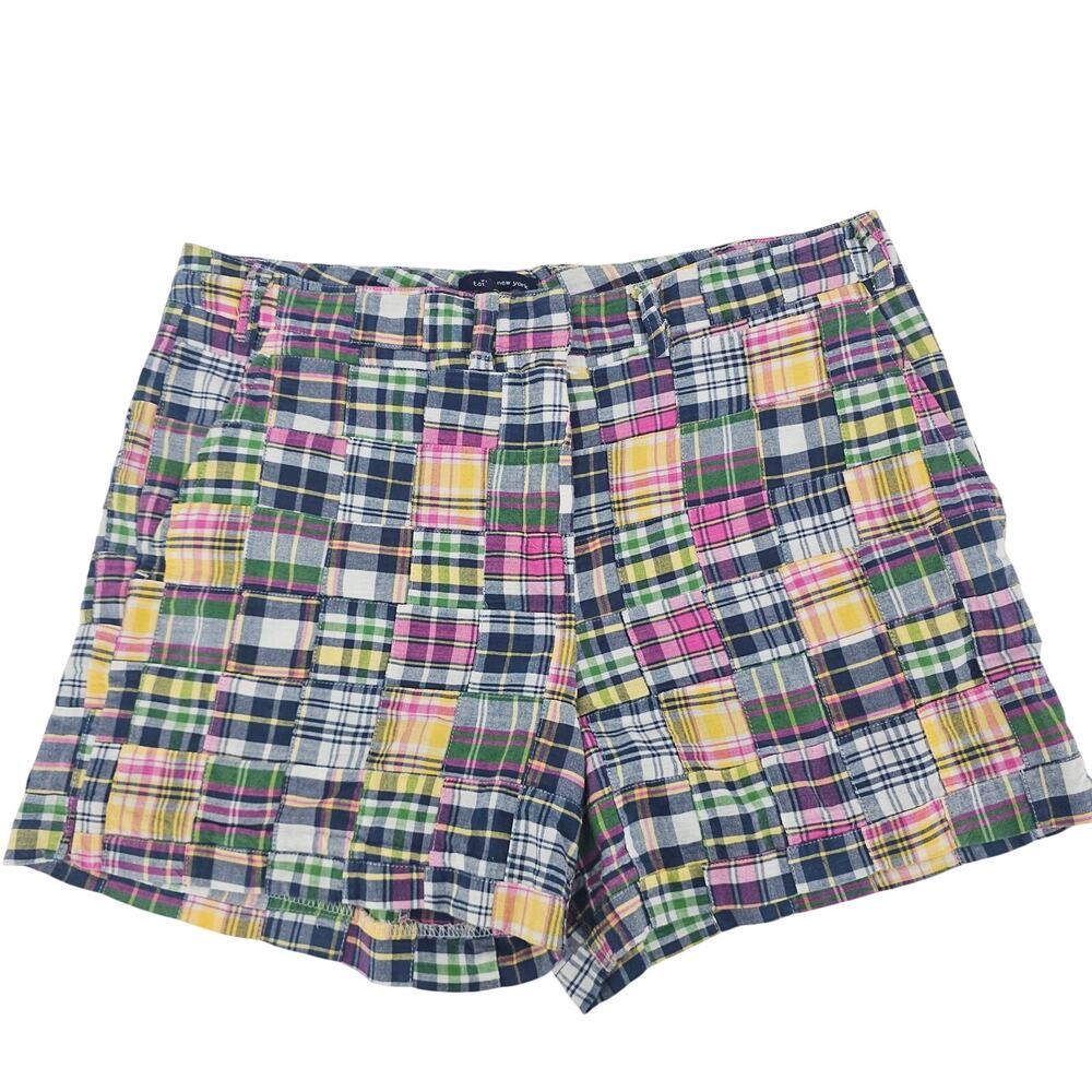 Tailor New York multi-colored patchwork madras plaid short Women's Size 12 3995